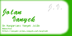 jolan vanyek business card